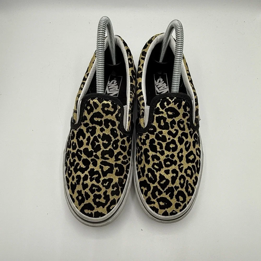 VANS CLASSIC SLIP-ON LEOPARD/BLACK SZ‎ 4 KIDS